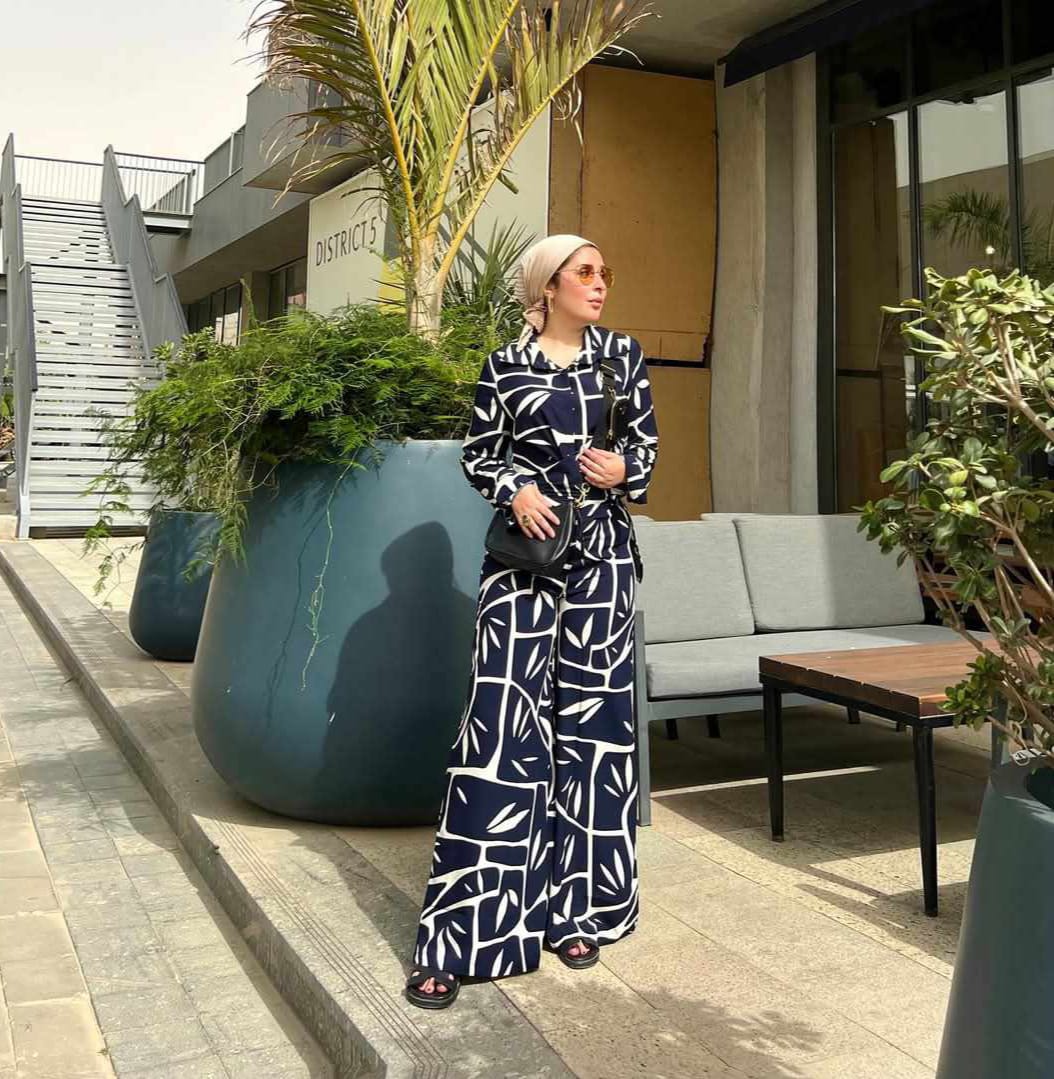 Patterned Wide Leg Set