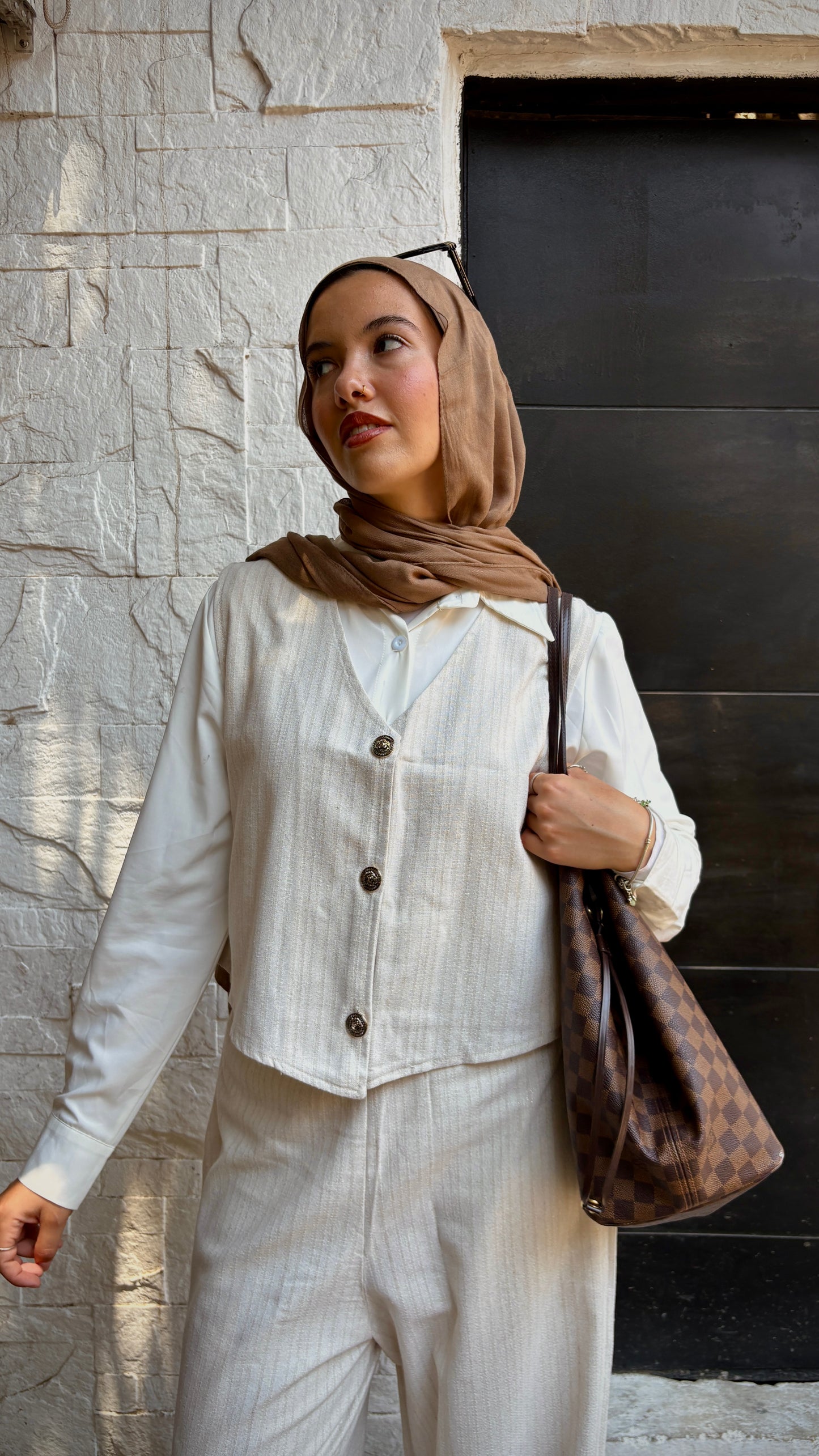 Vintage Buttoned Vest Set