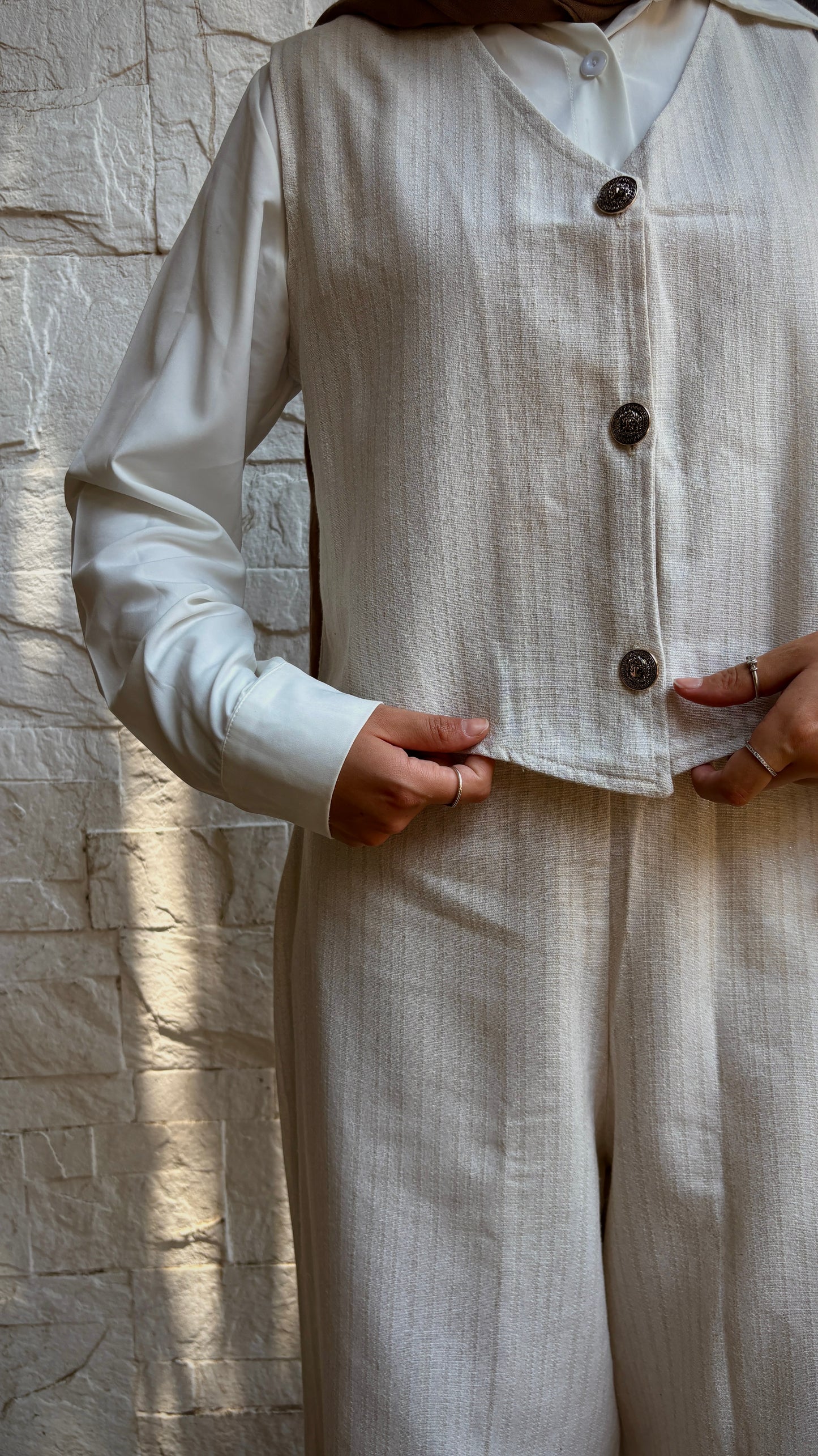 Vintage Buttoned Vest Set