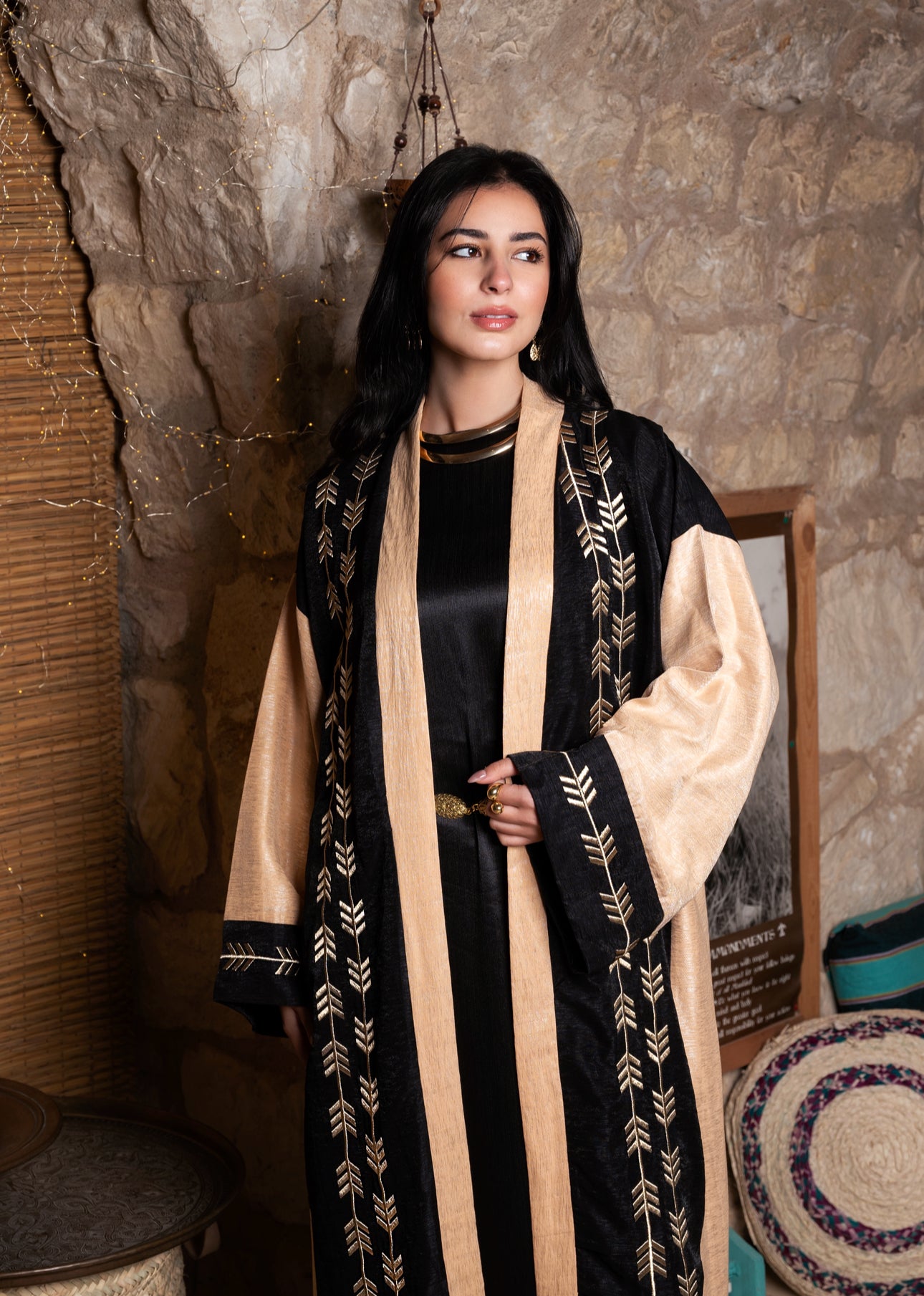 Gold Stitch Abaya