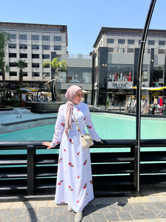 Red Rose White Dress