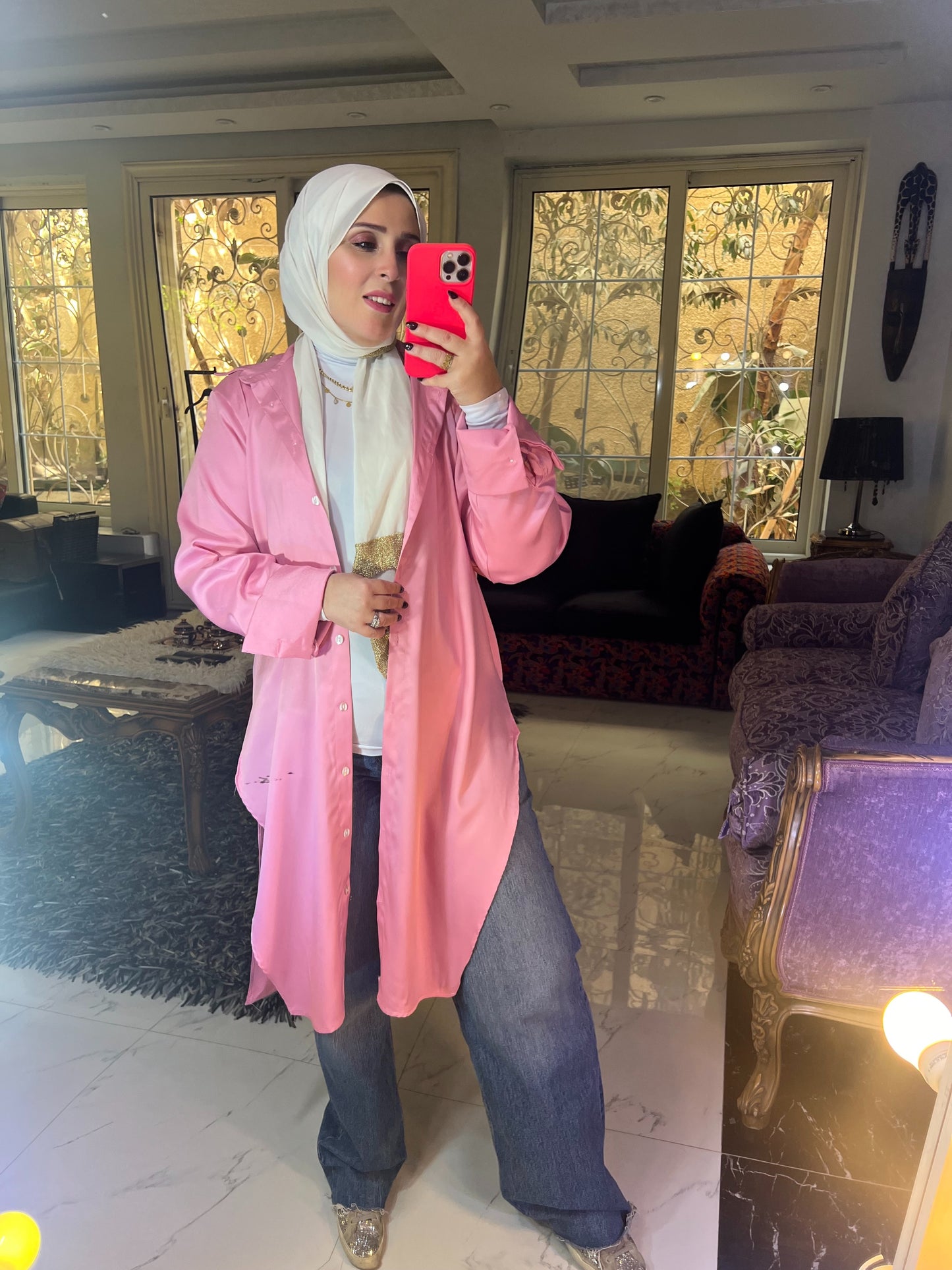 Satin tunic button up