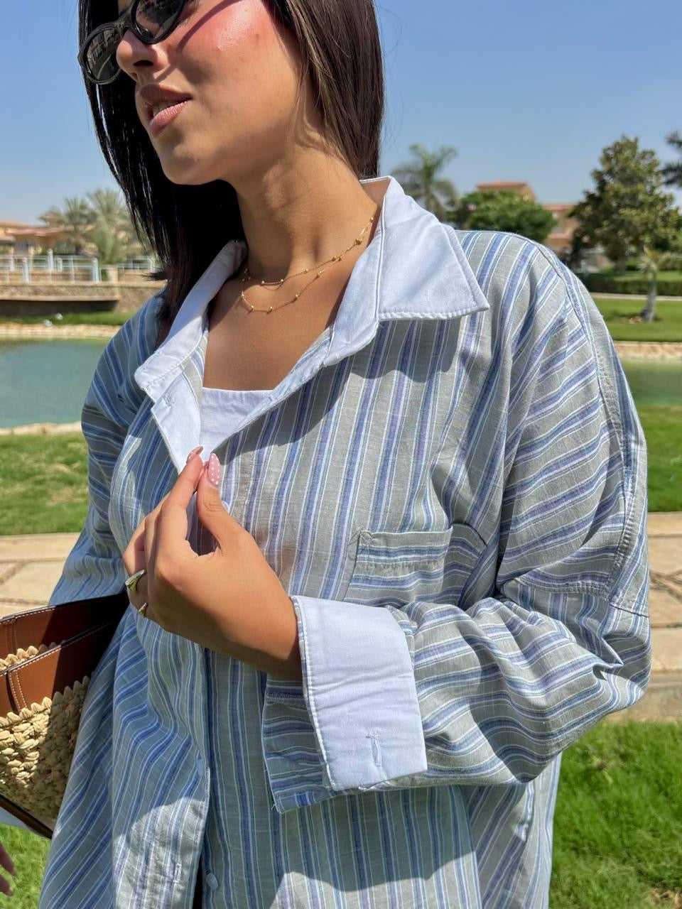 White Collar Striped Chemise