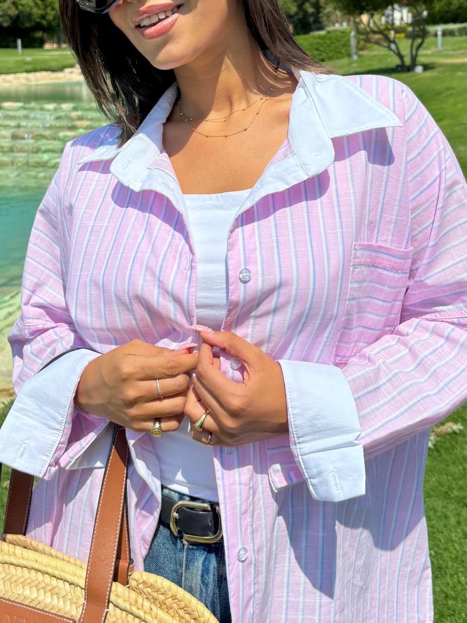 White Collar Striped Chemise