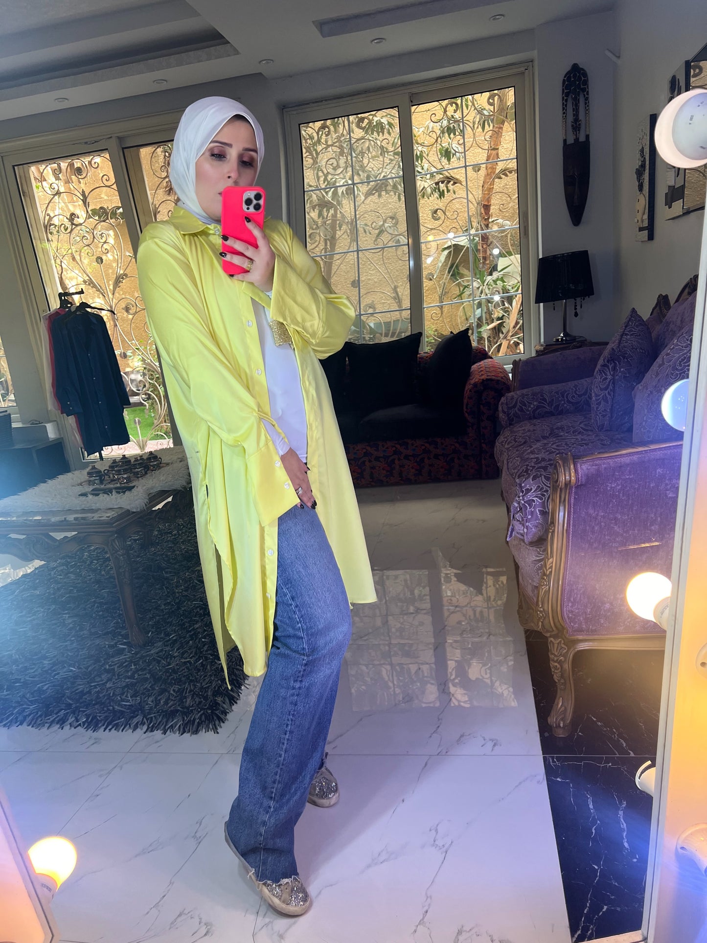 Satin tunic button up