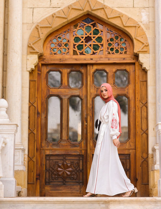 Embroidered Cuff Dress