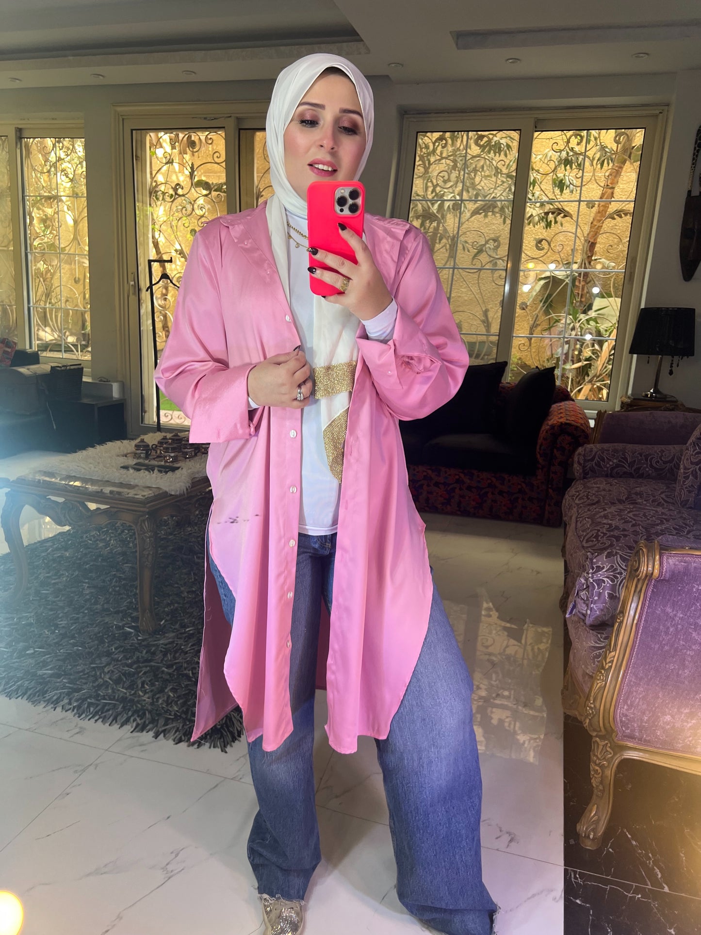 Satin tunic button up
