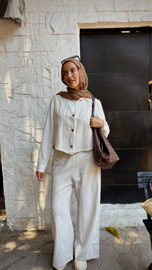 Vintage Buttoned Vest Set